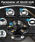 Trailer hub kit, 5-bolt 4.5in idler hub for 3500 lb axles, includes bearings, grease seals, dust caps, ten lug nuts