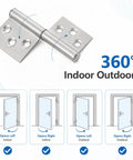 3 Inch Stainless Steel Lift Off Hinges Set Of 4 With Mounting Screws For Cabinets And Doors shown from the side, illustrating 360° indoor outdoor use.