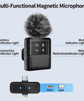 Multi-functional magnetic microphone with indicator lights for Vlogging Kit for iPhone and Android, 31 Inch Selfie Stick Tripod With LED Light.