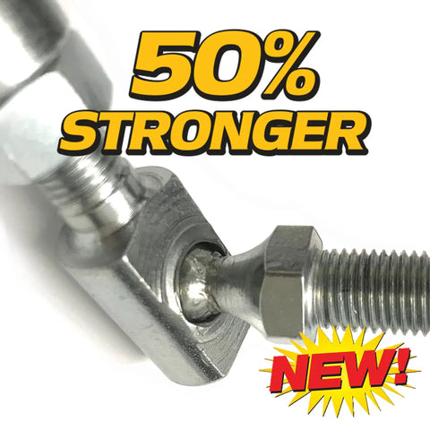 Adjustable Steering Drag Link Set LH RH For Lawn Tractors And Mowers, Improves Wheel Alignment And Prevents Toe In Or Toe Out, 360 Degree Crimp, 4130 Steel With Zinc Coating, 50 Percent Stronger, Includes Sector Gear Dust Caps, Fits Husqvarna Craftsman. 50% stronger