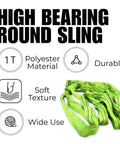 Green Polyester Endless Round Sling Rigging Lifting Strap for Safe Hoisting 4 Feet Length 5,300 Lb Vertical Capacity