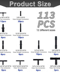 Diagram showing 113 connectors included in the All In One Vacuum Line Kit With Six Five-Foot Hoses And 113 Connectors, Silicone Vacuum Tubing For Car Piping System, Auto Replacement Hoses Up To 130 PSI.