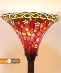 Dragonfly Tiffany Floor Lamp With Stained Glass Lampshade, Bronze Pole, 67 Inch Tall Reading Lamp, LED Bulb Included 2700K E26