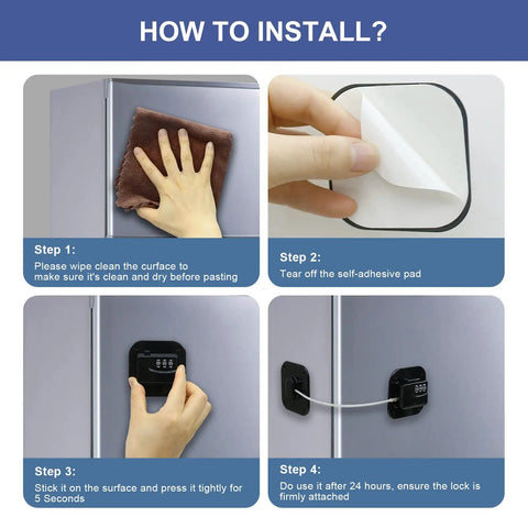Installation guide for Adhesive Refrigerator Locks 2 Pack With Three Digit Combination No Drilling Easy Install Child Proofing