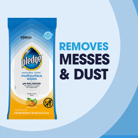 Multisurface Cleaning Wipes With PH Balanced Formula For Everyday Dust And Mess Cleanup Easy Wipe Fresh Citrus Scent Gentle On Surfaces 25 Count Disposable Wipes Great For Furniture And Hard Surfaces packaging