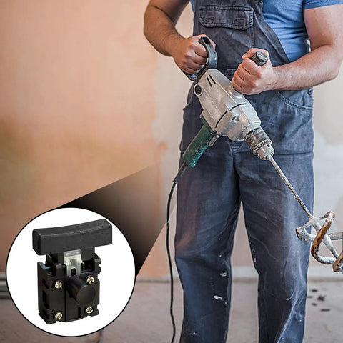 Heavy Duty Replacement Power Control Component For Electric Tool Repair, Black Housing Spare Piece, 40 X 50 mm Fitment Size, in use with drill.