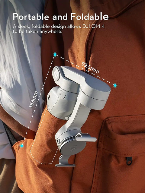 Next Level Smartphone Gimbal Stabilizer With Tripod Magnetic Quick Attach Design Portable and Foldable on backpack