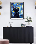 Dope Black Cat 5D Diamond Painting Kit For Adults Full Drill Gem Art On 12x16 Inch Canvas displayed in living room decor