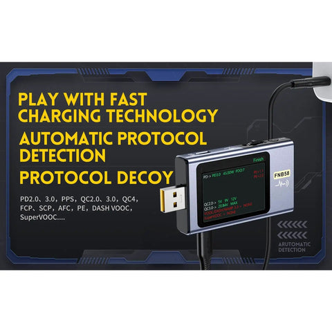 USB Power Multimeter With 2 Inch HD LCD Display And Bluetooth App Pro Grade All In One Type C Voltage Current Power Tester shown with protocol detection and fast charging technology.