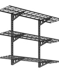 Heavy Duty Garage Wall Shelving Kit, 3-Tier 1x4ft Adjustable Floating Shelves, black powder coated steel frame displayed