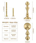 Solid Brass Cabinet Knobs 2 Pack Brushed Gold Boss Level Drop Pulls For Dresser And Drawers Modern Cupboard Wardrobe Pendant Knob Bedroom And Bathroom Cabinet Hardware Easy Install Rust Resistant 2.55 Inch Length, front view with dimensions