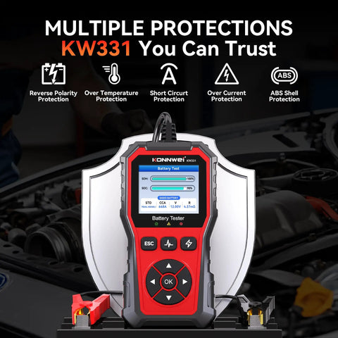 Universal 6V 12V 24V Car Battery Tester With Cloud Report For Quick Health Check Voltage Readout Charge Status And Cranking And Charging System Diagnostics In One Handy Automotive Tool, red handheld device