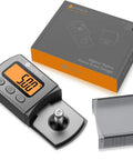 Digital Turntable Stylus Tracking Force Gauge For Vinyl Enthusiasts, Precise Cartridge Pressure Scale With Digital Readout To Protect Records, Improve Sound, And Fine Tune Your Tonearm Setup. digital stylus gauge with display, base, and cover