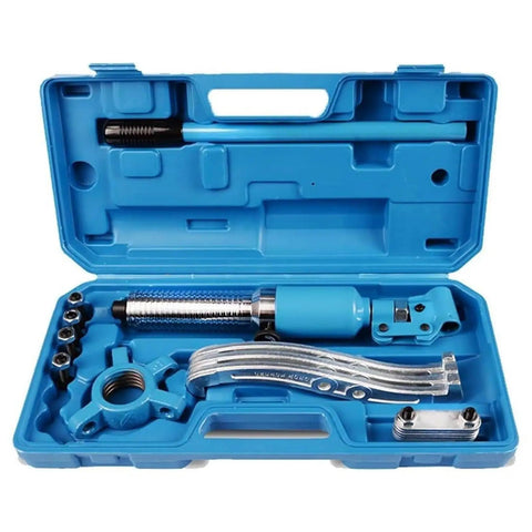 Heavy Duty 5 Through 20 Ton Hydraulic Gear Puller Kit Wheel Bearing Separator 3 Jaw Design Vertical Horizontal With Case For Mechanics And DIY Guys Wanting A Badass Tool To Knock Out Rusty Stuck Stuff Strong Steel Built To Last For Tough Garage Jobs, open case