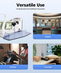 Portable Money Counter Machine V40 Mini Cash Counter showcasing versatile uses in banks, stores, and counters.