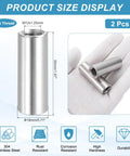 Beefy M12x1.25 Fine Thread Round Coupling Nuts 304 Stainless Steel 2 Pack 50mm Length Silver Tone Connector Sleeve For Rods And Bars Fully Threaded Nut Fasteners; size display with 2 nuts