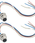 2 Pack M12 A Coded 5 Pin Male Aviation Panel Mount Connector Cable IP67 waterproof, unshielded, straight socket sensor cable.