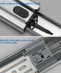 Close-up of 10 Pairs 16 Inch Soft Close Drawer Slides Full Extension Ball Bearing, highlighting durable snap-on design and metal parts.