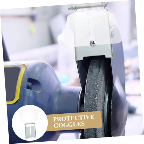 Beefed Up Heavy Duty Bench Grinder Shield Guard Plate, Transparent Stainless Steel Dust Guard For Grinding Machines in use.