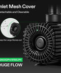 2600 GPH Submersible Water Pump With Barrier Bag showing detachable inlet mesh cover for ponds and hydroponics.