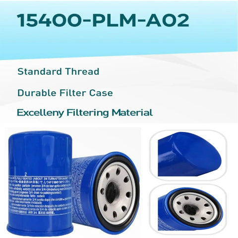 Oil Filter And Drain Plug Gasket Kit For Honda And Acura Vehicles, 4Pcs Set Replaces 15400-PLM-A02 And Common 15400 Series Parts, blue filter with metal base.