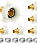 Six Pack PEX Swivel Adapters 1/2 Inch To 1/2 Inch Female NPT Brass Crimp Fittings For RV Plumbing PEX Faucet Connector Flexible Leak Free Pipe Connection Kit brass adapter and clamps