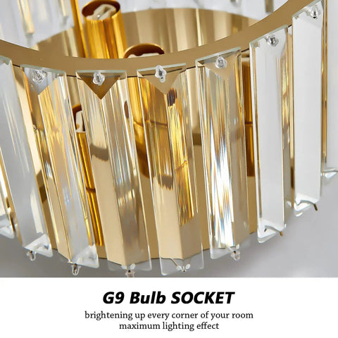 Modern Crystal Ceiling Light Fixture Flush Mount Chandelier For Kitchen Bedroom Living Room With G9 Socket detail
