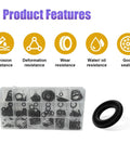 O-ring assortment kit, povtii, 300 pcs, in clear plastic organizer with 18 sizes of nitrile rubber O-rings