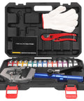 Hydraulic Hose Crimper For Auto AC Handheld Crimp Tool With Snap On 7 Die Set Hydra Krimp For Air Conditioning Hoses And AC Line Repair No Bench Needed in case