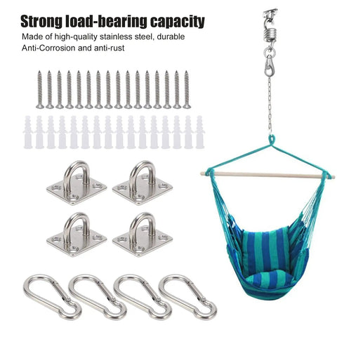 Stainless Steel Hook Hanging Kit Heavy Duty Suspension Hardware with screws and hammock for ceiling yoga swing hammock mount