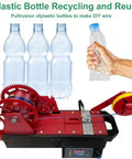 Desktop 3D Printer Filament Maker That Recycles PET Bottles Into Smooth Cord, Featuring Dead Simple Auto Heating And Sweet Adjustable Settings For Thrifty Creators Demanding Knockout Quality Output with bottles and hand.