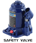 Double Ram Bottle Jack Hydraulic Welded 6 Ton Truck Jack With Three Stage Lift And Extension Screw Top, safety valve shown