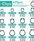 Ultimate Snap Ring Assortment Kit With 1015 Pieces Including C Clips 5mm to 16mm and E Clips 2mm to 12mm 24 Sizes and 590 E Clips For DIY Repairs and Home Garage Projects: C-clips sizes 5mm to 16mm with dimensions
