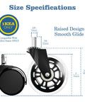 10x22mm Transparent 3 Inch Office Chair Casters Set Of 5 For Hardwood Floors Replacement Wheels, Easy Install No Tools Required