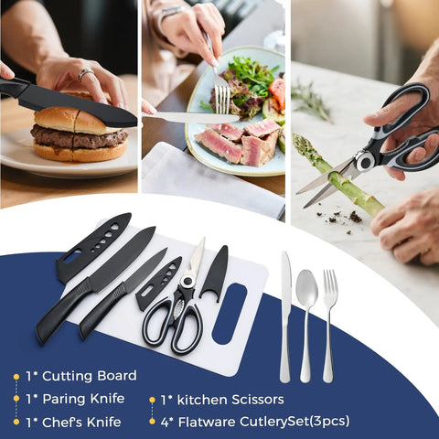 Using Grab And Go Portable Camping Kitchen Utensil Set 34 Piece Stainless Steel Outdoor Cookware And Grilling Kit in action