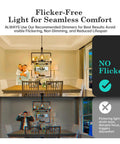 Comparison of chandelier lighting with and without flicker using Frosted LED Candelabra Bulbs 24 Pack 40 Watt Equivalent Type B E12 Base.