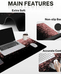 Rose Gold Pink 4-In-1 Keyboard And Mouse Pad Set with Large Desk Mat and Features
