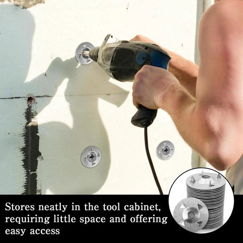 No Sweat 320 Piece Foam Board Fastener Kit with installer using stainless steel washers on wall panel.