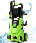 Electric Pressure Washer Beast 2150 PSI Two Point Six GPM with Hose Reel and Soap Tank, Green Heavy Duty Home Power Washer