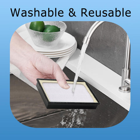 Two Pack EF12 HEPA Vacuum Filters For Kenmore 62731 52731 81615 81614 BC4026 Replacement being washed under a tap