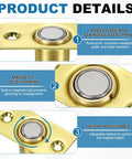 Magnetic Door Ball Catch 8 Pack For Top Of Doors And Invisible Cabinets Adjustable Closet Magnetic Door Latch With Stainless Steel Screws Gold Finish close-up