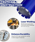 Blue 3-inch concrete core drill bit with SDS Max adapter, 14-inch cutting depth and welded teeth