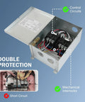 RV Automatic Transfer Switch 240VAC 50A 70A Neutral Pre Wired For Shore Power To Generator Or Inverter Emergency Backup Power Switch For RVs Boats And Big Power Equipment open metal enclosure with wiring