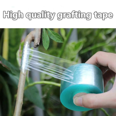 Hand using grafting tape from Grafting Tool Kit For Garden Pruning And Budding Dope Replacement Blades Pro Grade Plant Branch Vine And Fruit Tree Cutting Tools Scissors For Citrus Apple Peach Persimmon And Other Fruit Or Flower Trees High Survival