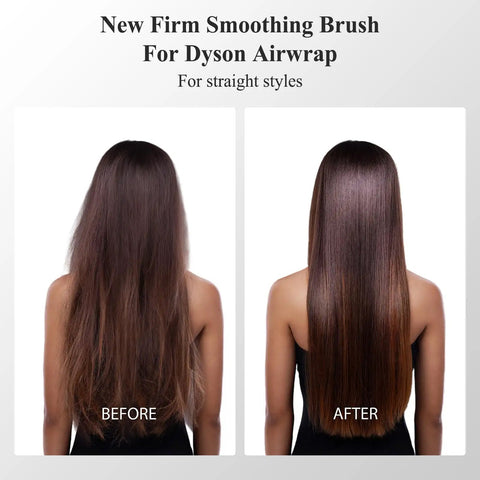 Before and after of hair using the Dope Smoothing Brush Attachment For Dyson Airwrap That Tames Frizz And Creates Silky Smooth Straight Hair