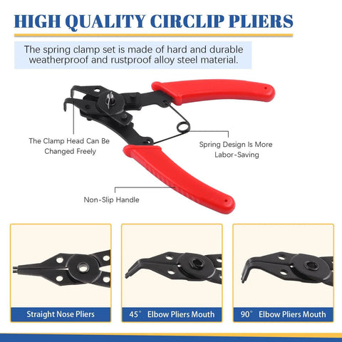 Snap Ring Pliers Set With 4 Interchangeable Jaws And 260Pcs Internal External Circlips Assortment Kit for durable use