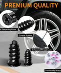 All In One Tire Repair Kit For Cars Trucks Motorcycles And Tractors With 120 Screws And Sealant, features screws and tire in use
