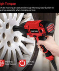 Using 800W Electric Impact Wrench Heavy Duty Corded Tool with 450 Ft Lbs Max Torque on car wheel.