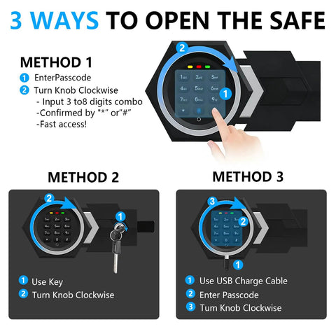 Digital keypad instructions for Massive 3.4 Cu Ft Home Safe Water Resistant And Fireproof With Digital Lock Smart Alarm And Anti Theft Security For Documents Jewelry Cash And Valuables