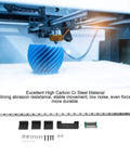 High Performance 3D Printer Linear Rail Kit for X Axis With Smooth Low Friction Motion Upgrade shown with parts and 3D print.